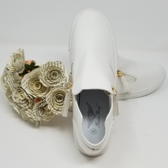 Women Walking Shoes, Fashion Zipper Sneakers, SN-2808, White - Picture 4 of 5